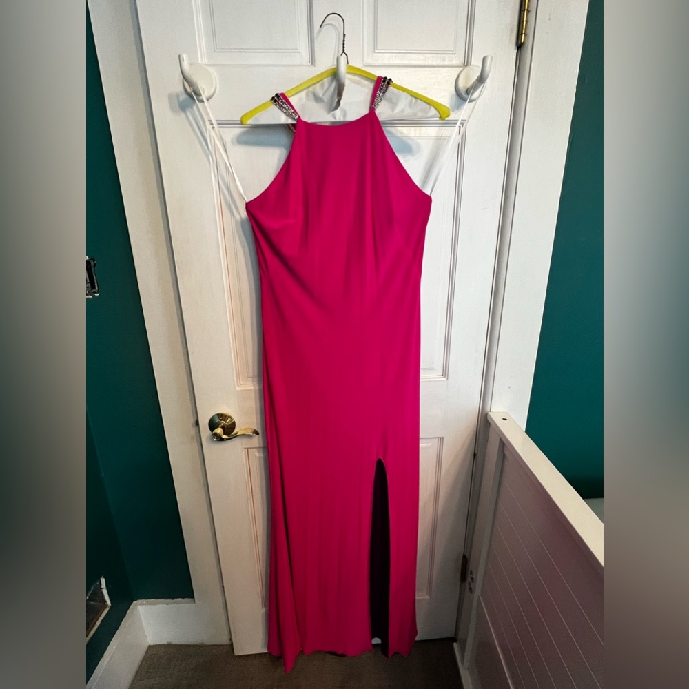 Betsy & Adam’s Hot pink evening dress